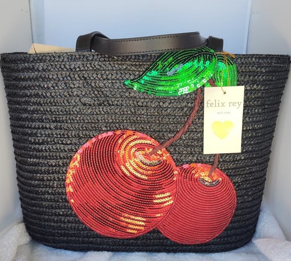 Felix Ray Cherry Sequin Tote Purse Shoulder Bag New with Tags & Dust Bag